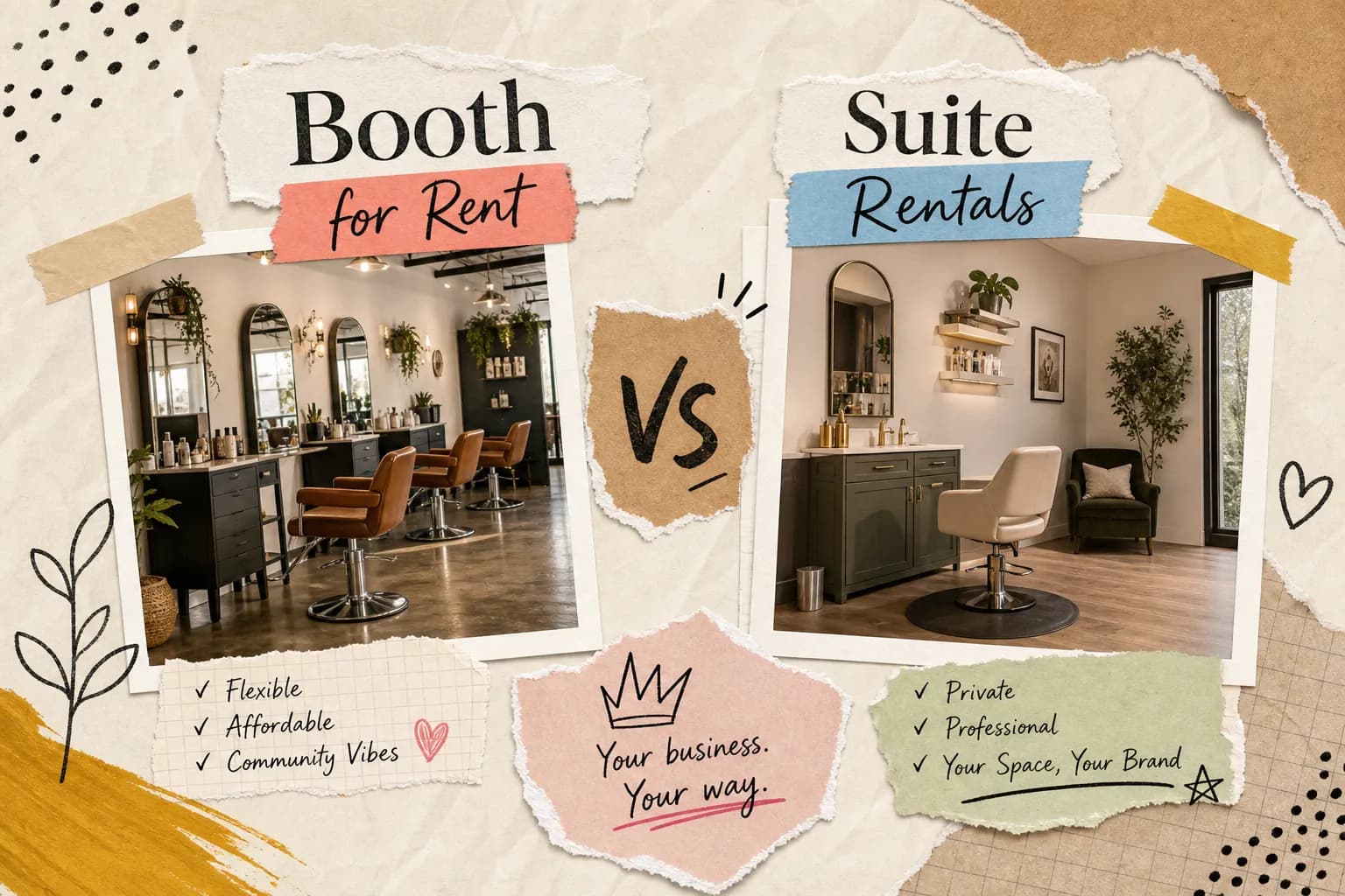 Salon Booths for Rent vs Suite Rentals: What's the Difference?