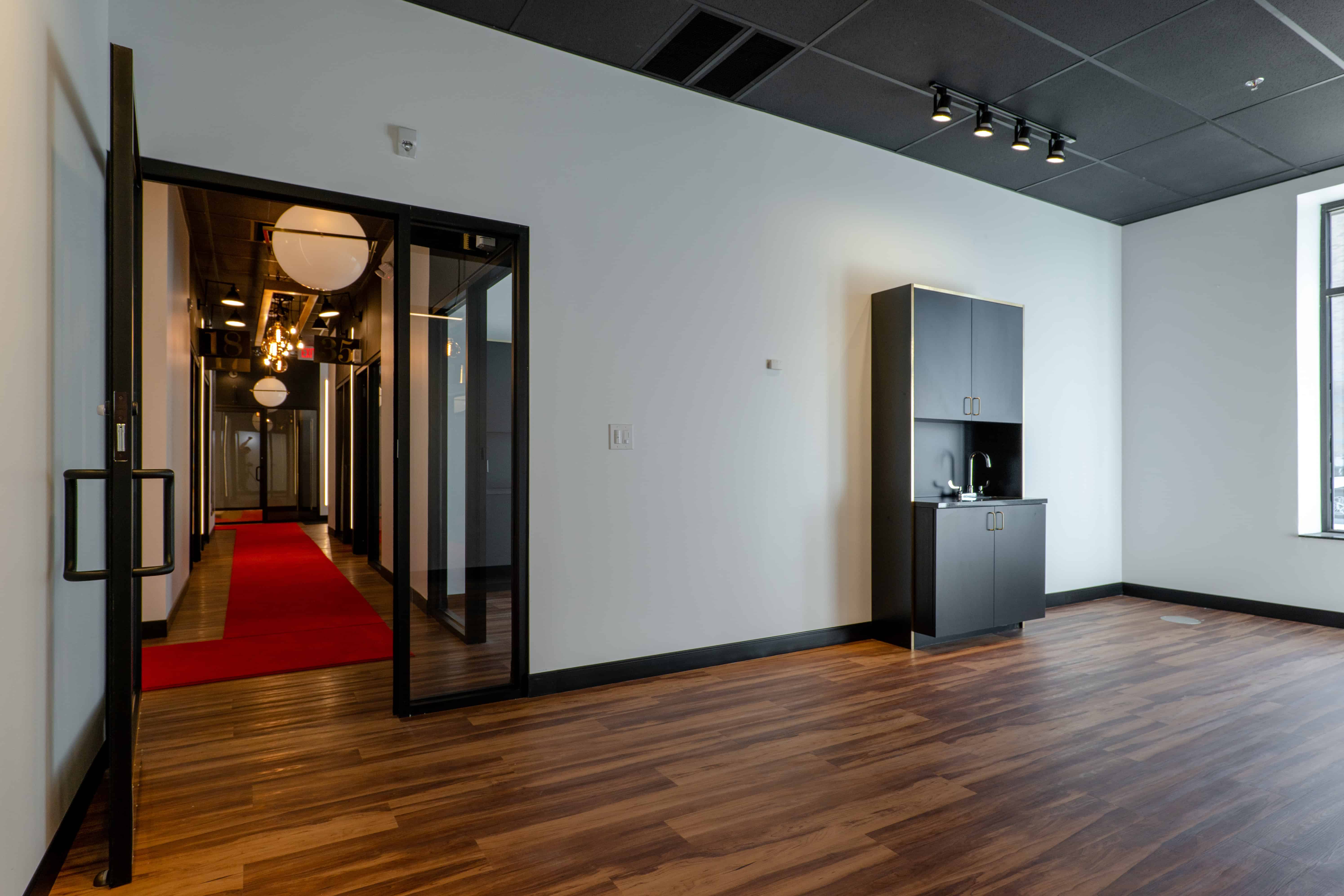 Cosmo salon suite with hallway door open
