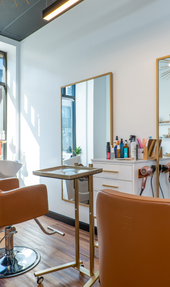 empty salon studio with white walls